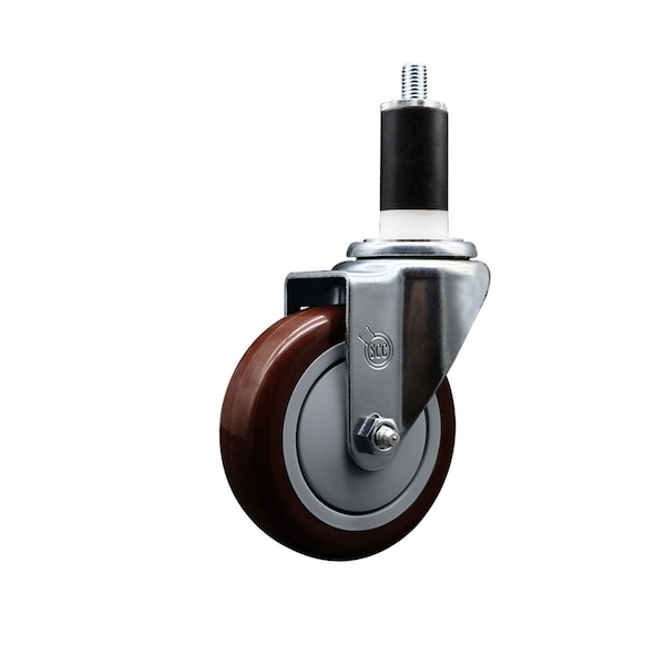 4'' Maroon Poly Wheel Swivel 1-3/8'' Expanding Stem Caster